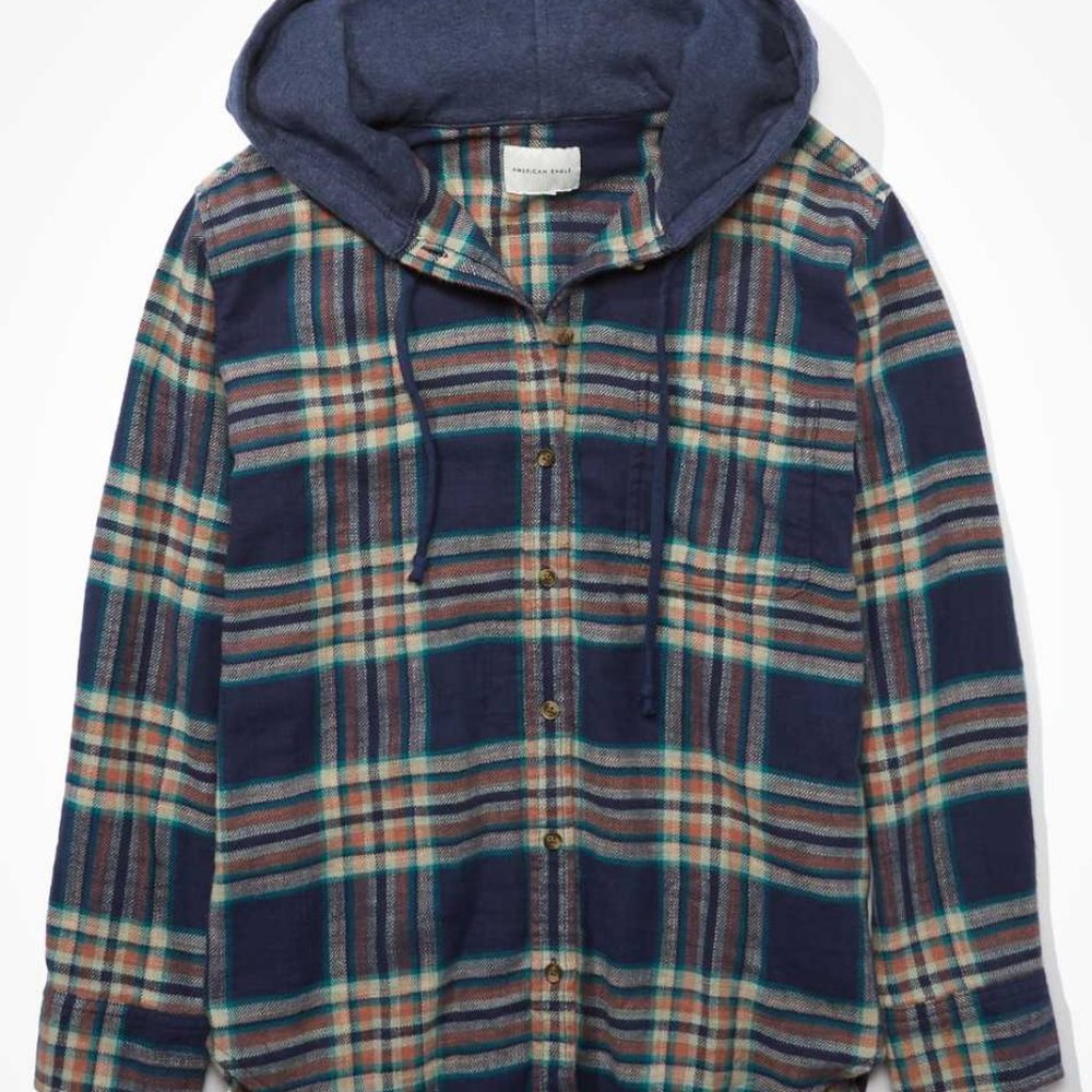American Eagle Oversized Flannel Navy Blue